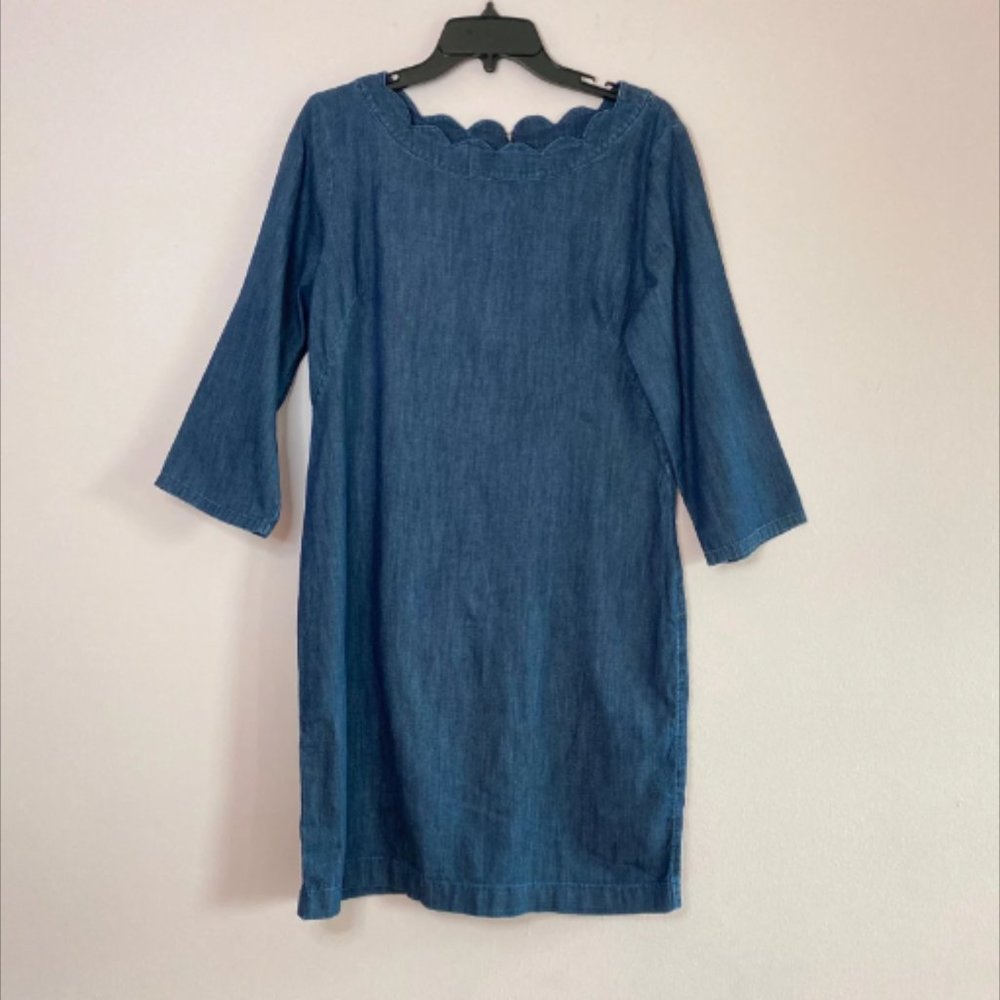 talbots denim scalloped neck dress 16W